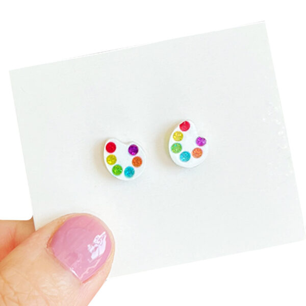 Wholesale Amazon Supply Teacher Zhou Xiaoqiao Fine Bright Crystal Earrings Apple Pencil Earrings Color Lead Sketchpad Earrings