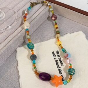 Cute orange star necklace