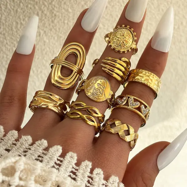 Wholesale Jewelry Vacation Simple Style Solid Color 304 Stainless Steel Plating Open Rings