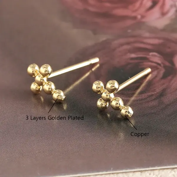 Wholesale 1 Pair Simple Style Classic Style Geometric Cross Plating Inlay Copper Zircon 18K Gold Plated Ear Studs