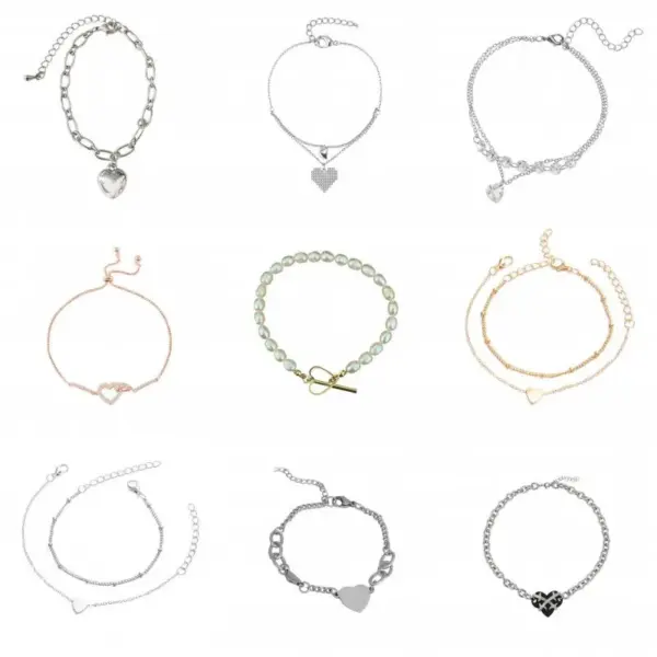 Fashion Heart Shape Alloy Titanium Steel Plating Rhinestones Artificial Pearls Women'S Bracelets