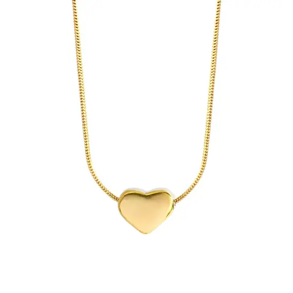 Wholesale PVD Coated Real Gold Plated 18K Gold Heart Shape 304 Stainless Steel Simple Style Waterproof Non Tarnish 304 Stainless Steel Necklace