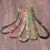 Vacation Bohemian Color Block 316 Stainless Steel Natural Stone Electroplated Beaded Chain Necklace In Bulk