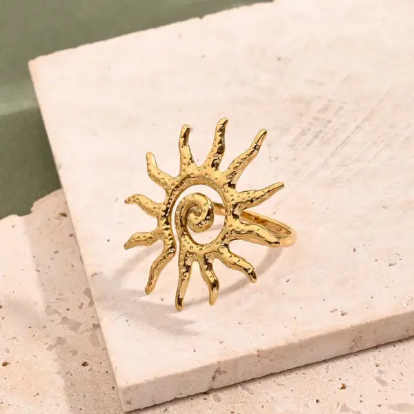 Wholesale Jewelry Casual Simple Style Sun Oval 304 Stainless Steel 18K Gold Plated Polishing Rings