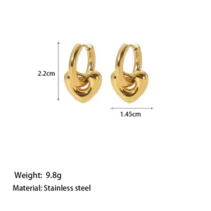 【XKE0019】Heart Hoop Earrings / Gold