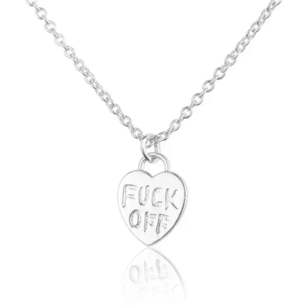 Wholesale Hip Hop Style Peach Heart Fuck Off Pendant Necklace Copper Plating 18k Real Gold Color Retention Necklace Ins Same Style Accessories