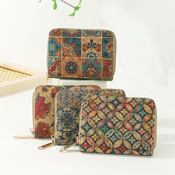 Wholesale Factory Direct Sales Retro Cork Short Zipper Retro Wallet