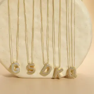 Elegant Luxurious Classic Style Letter Copper 14k Gold Plated Zircon Pendant Necklace In Bulk