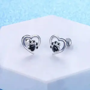 Wholesale 1 Pair Cartoon Style Heart Shape Copper Ear Studs