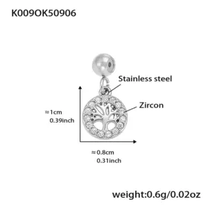 K009-Steel Color Tree of Life Zircon Pendant
