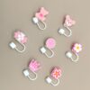 Wholesale New food grade silicone straw cap large diameter 10mm cartoon doll animal flower straw protective sleeve