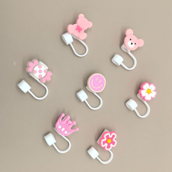 Wholesale New food grade silicone straw cap large diameter 10mm cartoon doll animal flower straw protective sleeve