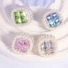 Wholesale Double-sided alloy rhinestone square straight hole loose beads DIY