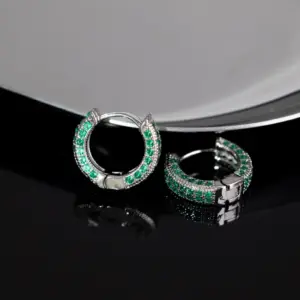 White Gold Color-Green Diamond (1 Pair)