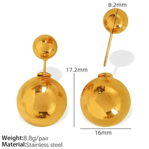 Wholesale Ion Plating (IP) Real Gold Plated 18K Gold C Shape Round 304 Stainless Steel Casual Retro IG Style Waterproof Non Tarnish Ear Studs