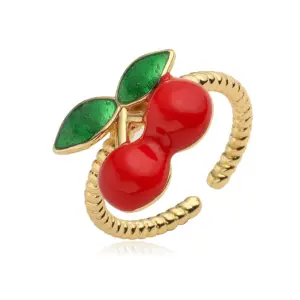 Gold Hemp Lace Cherry Ring