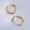 304 Stainless Steel Stainless Steel Round Electroplated Golden Plated Simple Style Gold Hoop Earrings