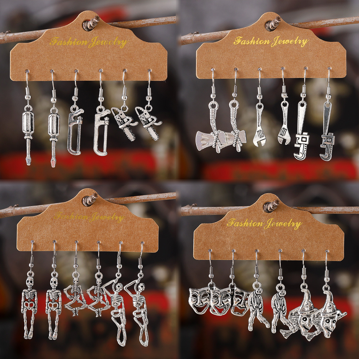 Wholesale SHEIN's best-selling series skull and ghost face earrings and creative quirky pumpkin tool and jewelry set.