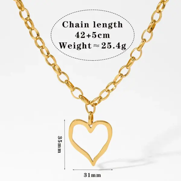 18K Real Gold Plated 304 Stainless Steel PVD Coated Heart Shape Simple Style Jewelry Set For Women