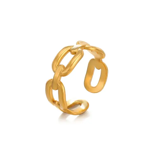 oly-b40b57821e981922dedd50f2701cc5be Wholesale PVD Coated 18K Gold Plated Geometric 304 Stainless Steel Classic Style Waterproof Non Tarnish Open Ring
