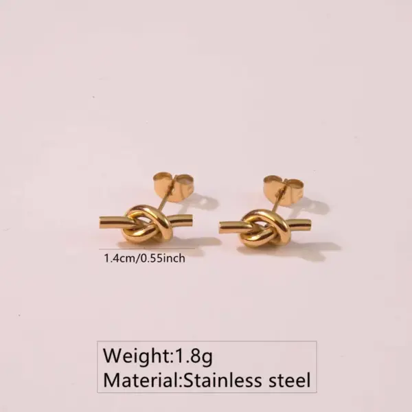 Wholesale 304 Stainless Steel Plastic Knot Ion Plating (IP) 18K Gold Plated Cute Classic Style Waterproof Non Tarnish Multicolor-Golden Yellow Ear Studs