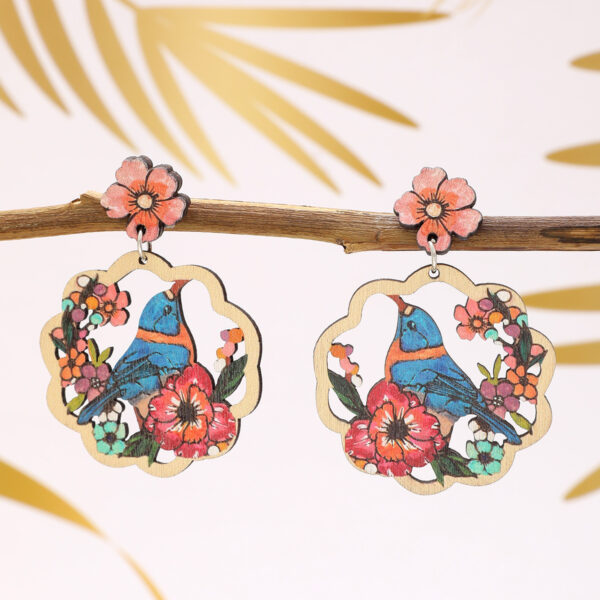 oly-b4124f82f9d201fcc069d7fa195377a5 Wholesale New Bohemian Style nut Tree Flower Bird Hollow Earrings Love Earrings Personalized Fashionable European and American Earrings