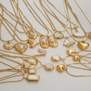 Ion Plating (IP) Electrocardiogram Heart Shape Butterfly 304 Stainless Steel Elegant Modern Style Waterproof Non Tarnish 304 Stainless Steel Lobster Trigger Clasp Closure Pendant Necklace