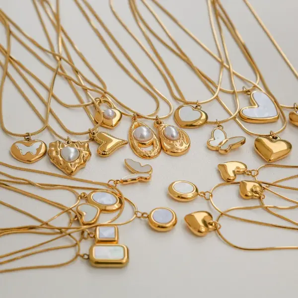 Ion Plating (IP) Electrocardiogram Heart Shape Butterfly 304 Stainless Steel Elegant Modern Style Waterproof Non Tarnish 304 Stainless Steel Lobster Trigger Clasp Closure Pendant Necklace