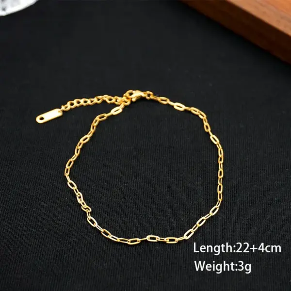 Solid Color Vacuum Plating Real Gold Plated Casual Simple Style Classic Style Waterproof Non Tarnish Chain Gold Anklet