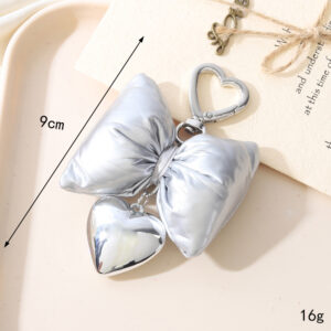K3491 Leather Love Bow Pendant Love Buckle silver / pendant