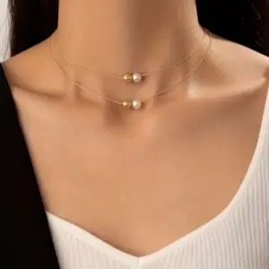 Wholesale 304 Stainless Steel Plastic Solid Color Ion Plating (IP) 18K Gold Plated Sweet Simple Style Waterproof Non Tarnish Plating Regular Chain Silver Pendant Necklace