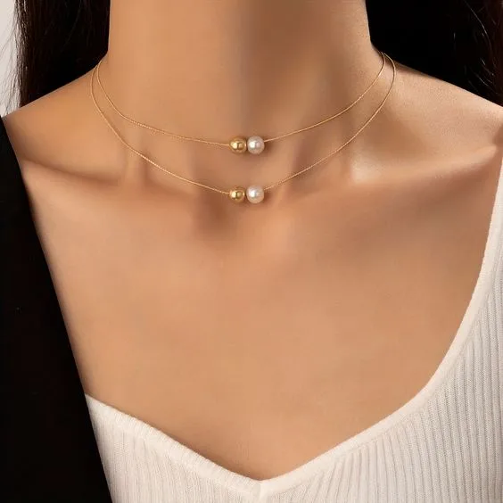 Wholesale 304 Stainless Steel Plastic Solid Color Ion Plating (IP) 18K Gold Plated Sweet Simple Style Waterproof Non Tarnish Plating Regular Chain Silver Pendant Necklace