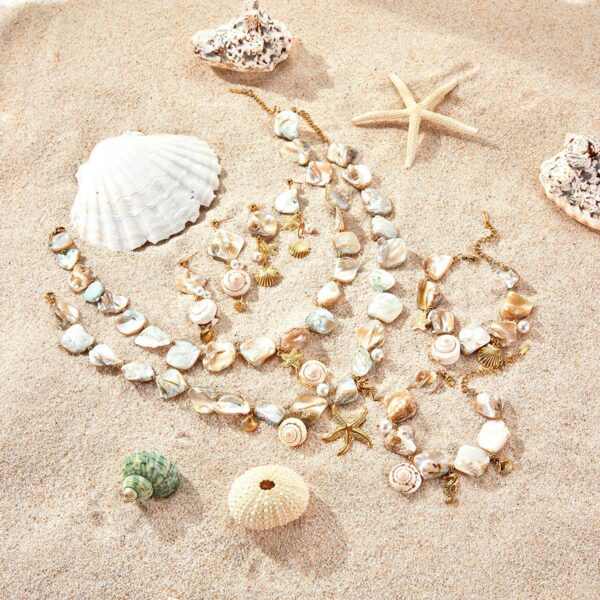 Wholesale Europe and the United States cross-border ocean wind jewelry beach holiday shell clavicle chain starfish coral suit necklace earrings bracelet