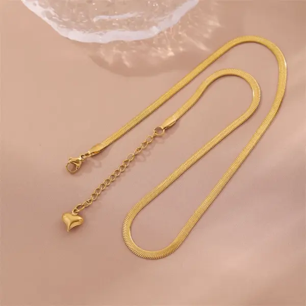 Wholesale 304 Stainless Steel Titanium Steel Solid Color Vacuum Plating Real Gold Plated 18K Gold Hip-Hop Waterproof Non Tarnish Blade Chain Necklace