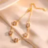Wholesale PVD Coated 18K Gold Plated Flower 304 Stainless Steel Simple Style Waterproof Non Tarnish 304 Stainless Steel Bracelets