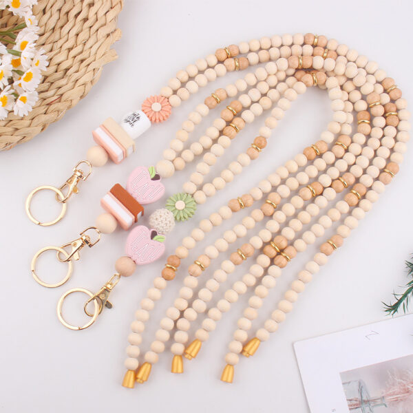 Wholesale Amazon Hot Selling Handmade Beaded Books Daisy Lanyard Necklace Gongpao Keychain Lanyard