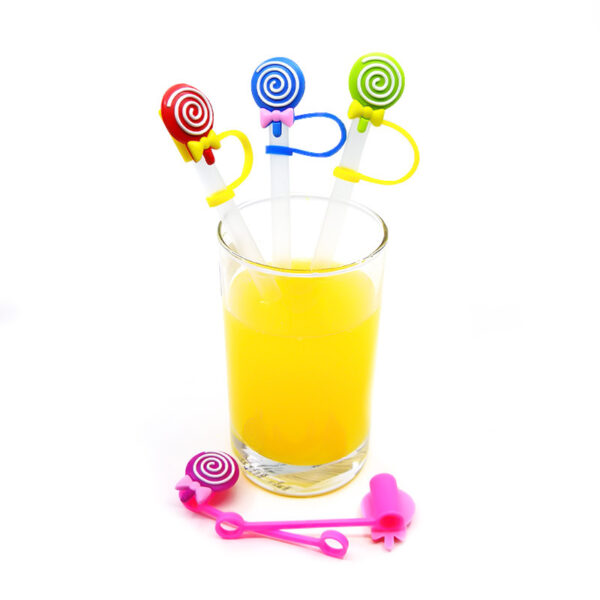Wholesale Straw Cap Flower Fruit Straw Cover Silicone Dust Plug Party Straw