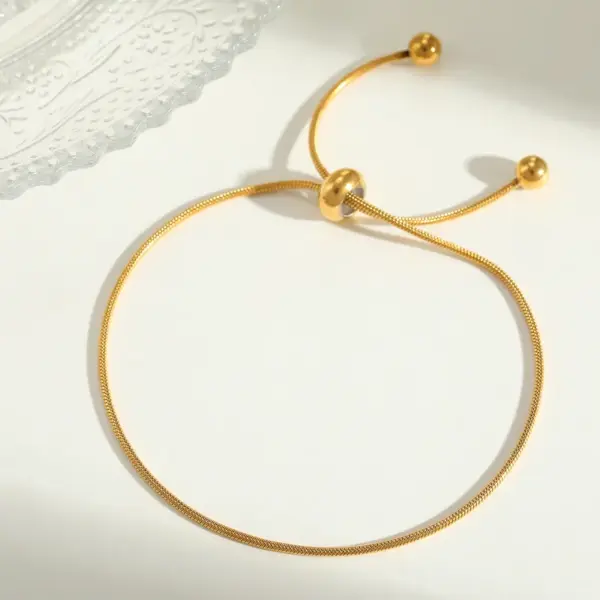 PVD Coated Real Gold Plated 18K Gold Solid Color 304 Stainless Steel Simple Style Waterproof Non Tarnish Bracelets Necklace