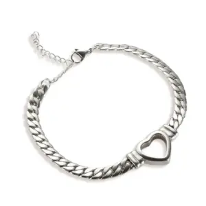 【XKB0050】Hollow Heart Bracelet / Steel Color