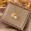 S Fashion Style 18K Gold Plated 304 Stainless Steel Vacuum Electroplated Glass Heart-Shaped 3D Pendant Necklace Suitable For Men As A Valentine's Day Gift For Wife