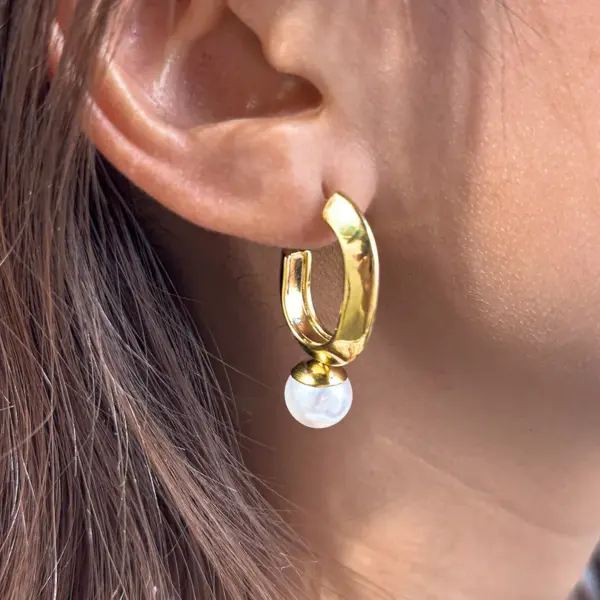 Wholesale 304 Stainless Steel Gold Plated Vacuum Electroplating (In Furnace) Pastoral Geometric Pattern Gold Women's Suitable C-shaped Earrings