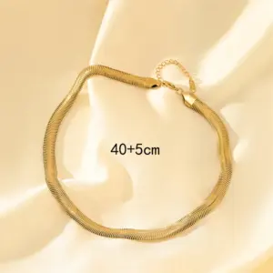 Wholesale 304 Stainless Steel Titanium Steel Solid Color Vacuum Plating Real Gold Plated 18K Gold Hip-Hop Waterproof Non Tarnish Blade Chain Necklace