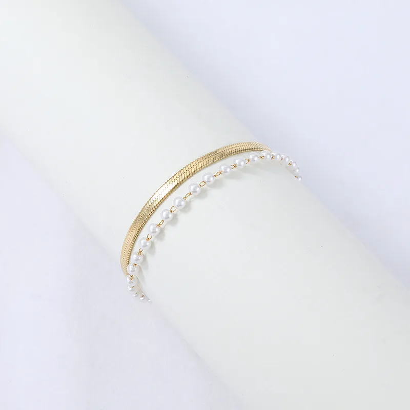Vacuum Plating Real Gold Plated Geometric 304 Stainless Steel Simple Style Waterproof Non Tarnish Bracelets