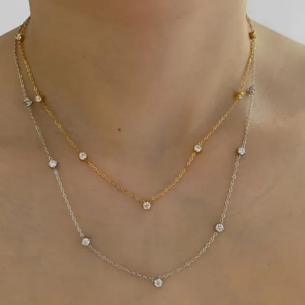 Wholesale PVD Coated Real Gold Plated 16K Gold White Gold Plated Gold Plating Geometric 304 Stainless Steel Casual Waterproof Non Tarnish Bracelets Anklet Necklace