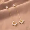 Wholesale 1 Pair Casual Cute Simple Style Asymmetrical Imitation Pearl Copper Drop Earrings