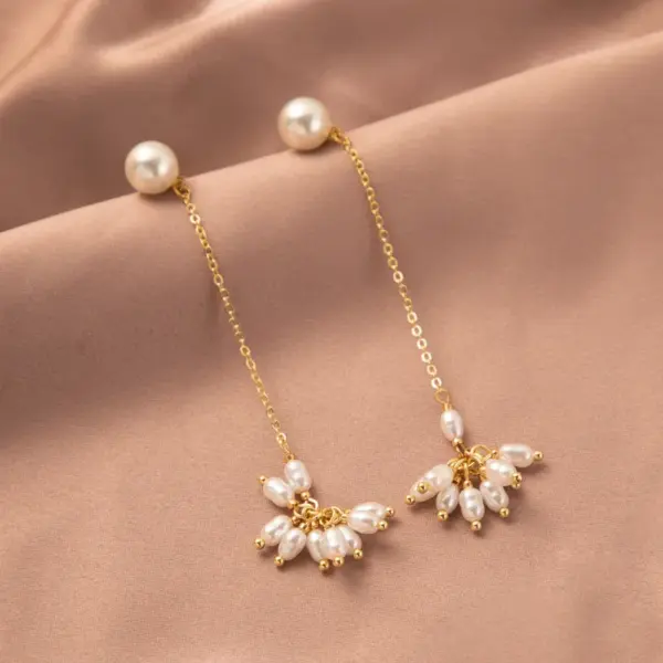 Wholesale 1 Pair Casual Cute Simple Style Asymmetrical Imitation Pearl Copper Drop Earrings