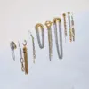 Wholesale Color Block Tassel Long Earrings 304 Stainless Steel Earrings Wind Ear Jewelry Plated 18K Real Gold Vacuum Electroplating