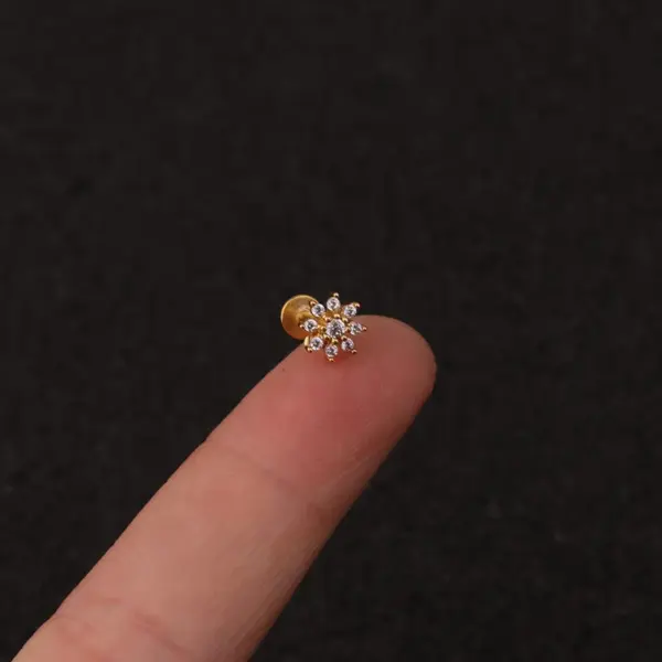 Fashion Flower Butterfly Stainless Steel Copper Inlay Zircon Ear Studs 1 Piece