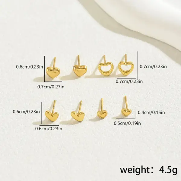 1 Set Casual Sweet Commute Heart Shape 201 Stainless Steel 18K Gold Plated Ear Studs