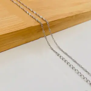 1.5mm Steel Color Water Wave Chain / 55 5cm Extension Chain